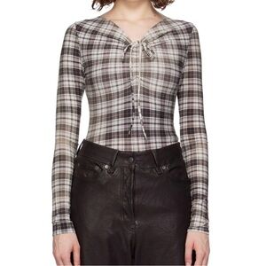 New Acne Studios Plaid Ruched Top Size XS